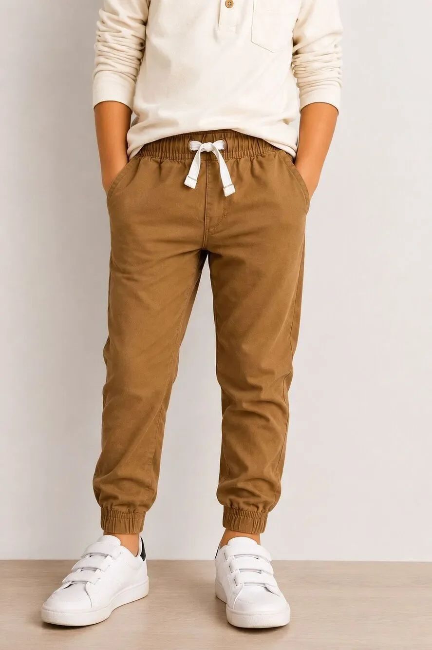 365 Kids From Garanimals Brown Cotton Stretch Chino Joggers Boys Size 6